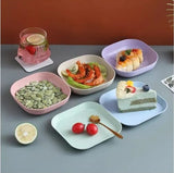 Plastic Snack Plates Set with Storage Rack 10 Pieces